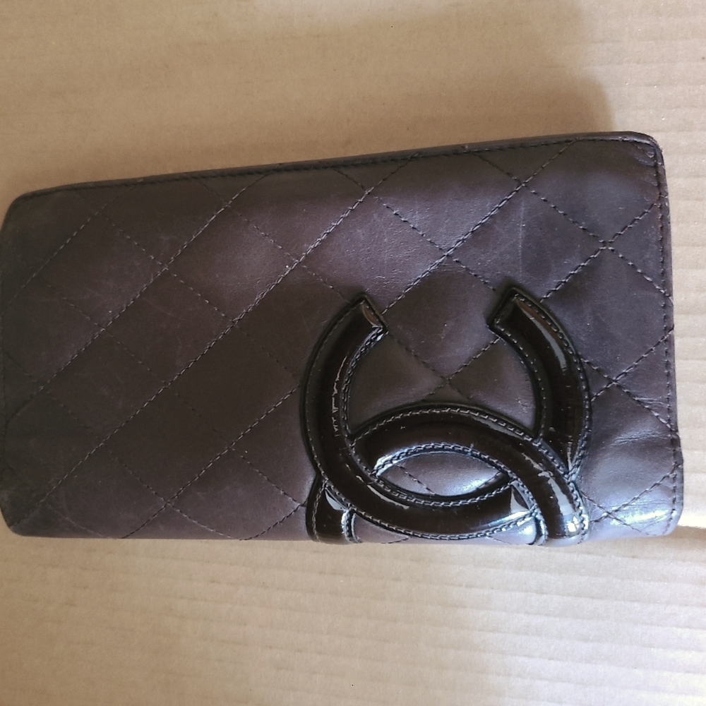 CHANEL CAMBON  BIFOLD WALLET BROWN GOOD USED CONDITION.